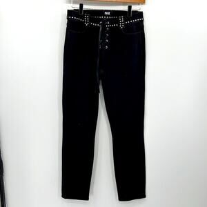 Paige Lace up Arden Ankle Peg in Studded Joannie Jeans - Black - 27
